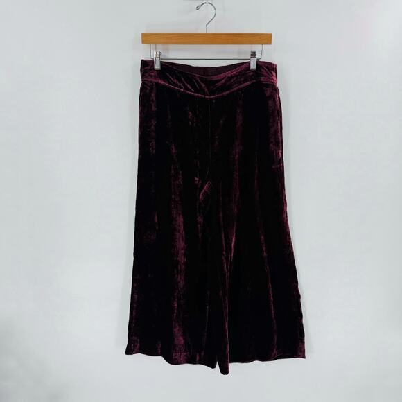 Madewell Velvet Huston Wide Leg Crop Pinot Noir Pull on Pants Cropped Size Large - Picture 8 of 8